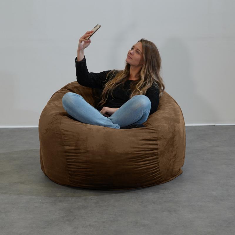 Bananair XXL-Sitzsack aus Mikrowildleder, Bezug maschinenwaschbar 120 cm, Braun
