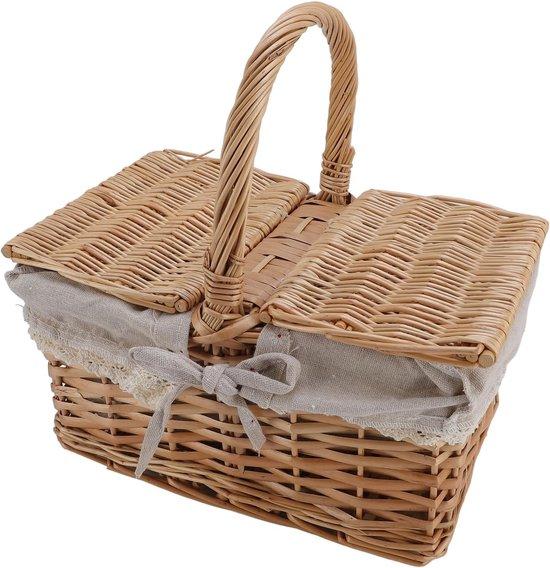 OEM Geweven Wilg Picknickwagen mit Deckel und Handgriff, verstellbare Unterlage, Picknickwagen für Gartenfrüchte und Süßigkeiten, ideal für Hochzeiten und Picknicks 2026