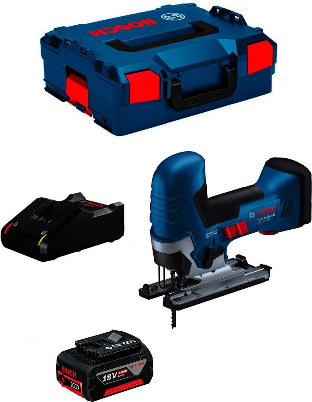 Stichsäge BOSCH GST 18V-125 S (1 x 5,0 Ah + GAL18V-40 + L-Boxx 136)
