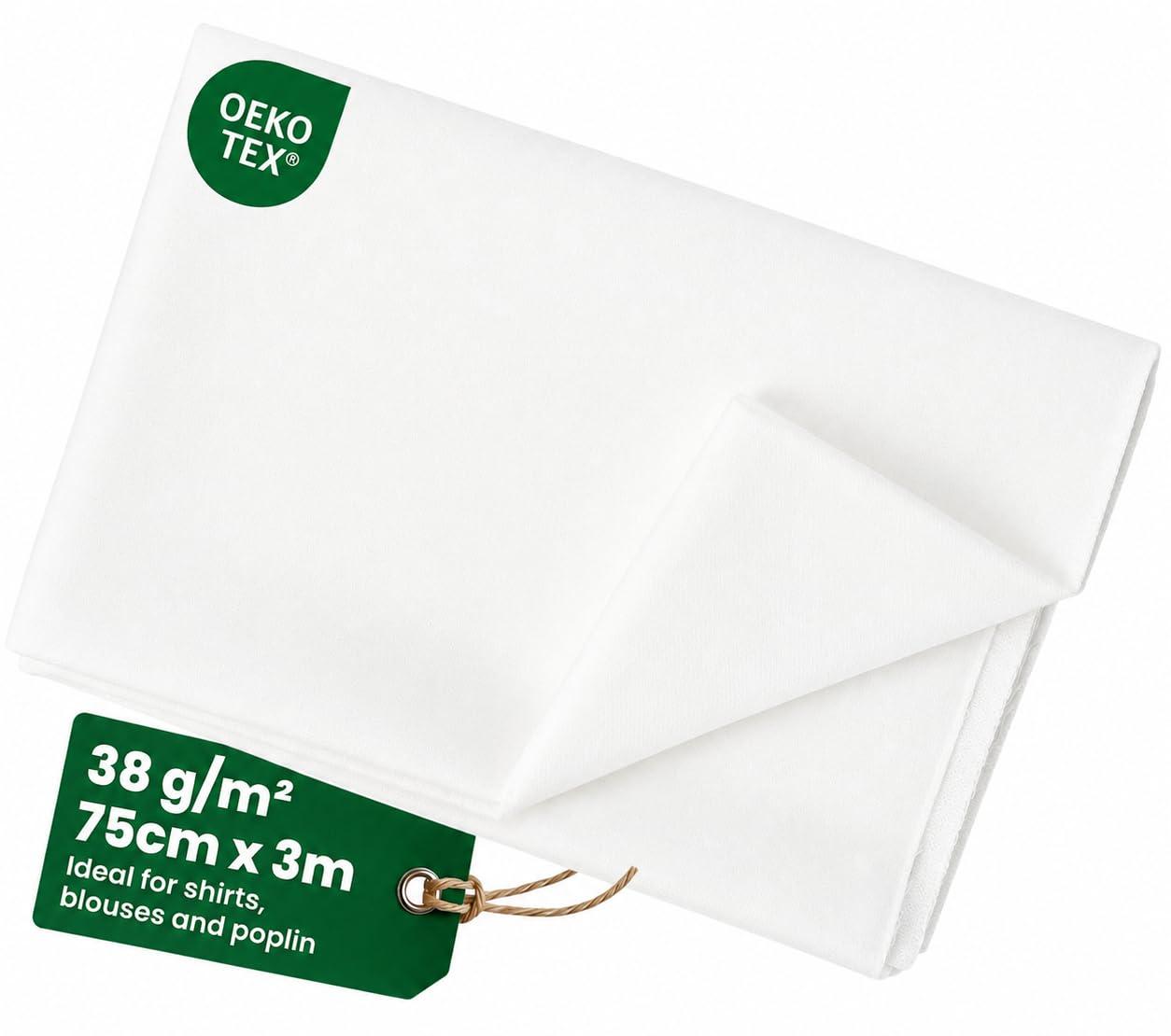 OEM Bügelvlies 75 cm x 3 m, 38 g/m², leicht, weiß