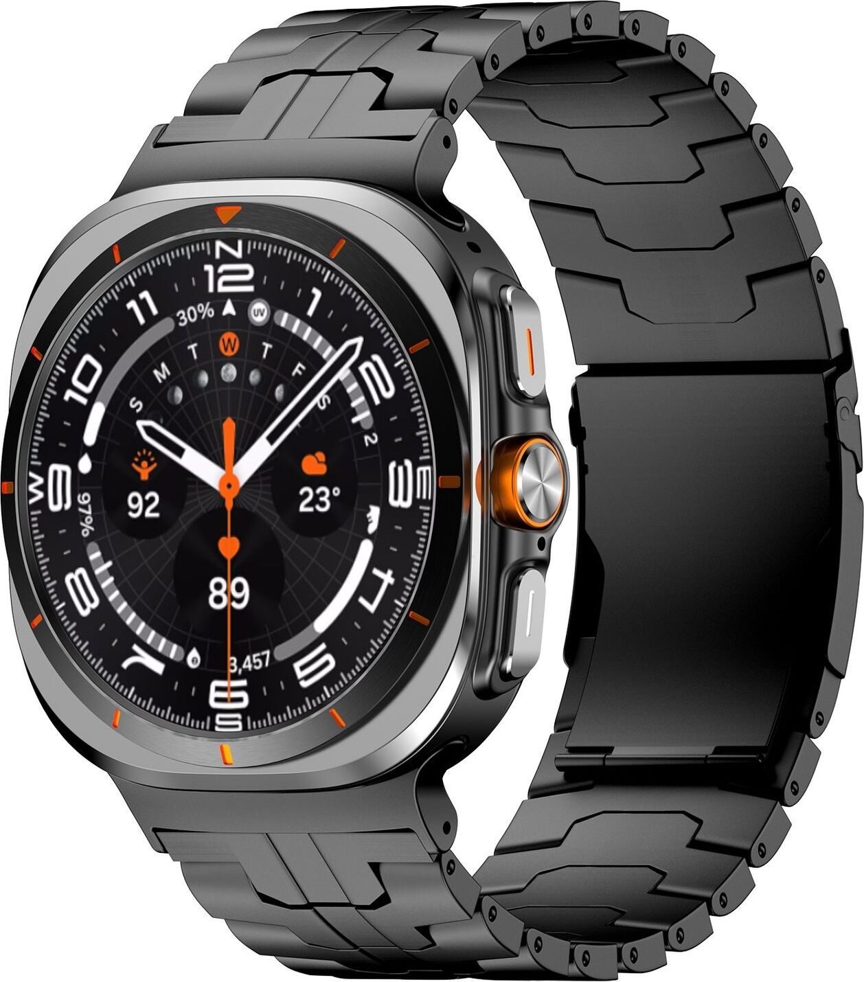 Pre Samsung Galaxy Watch Ultra 47 mm Tri korálky Kovový remienok Black