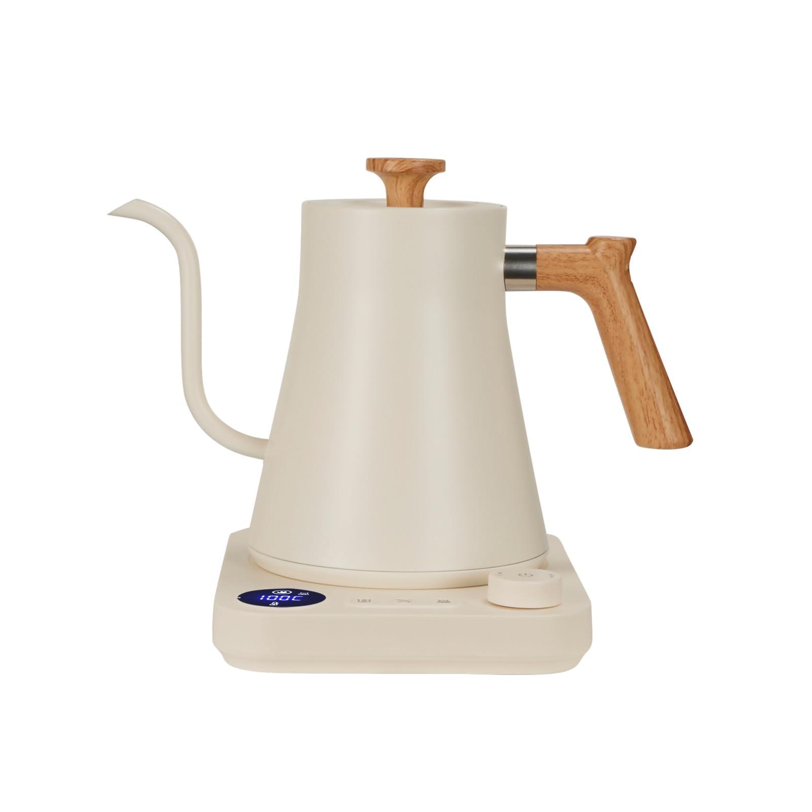 Tekoo Wasserkocher Schwanenhals-Teekessel elektrisch, Edelstahl, 40-100°C, 0,9L, 1200W