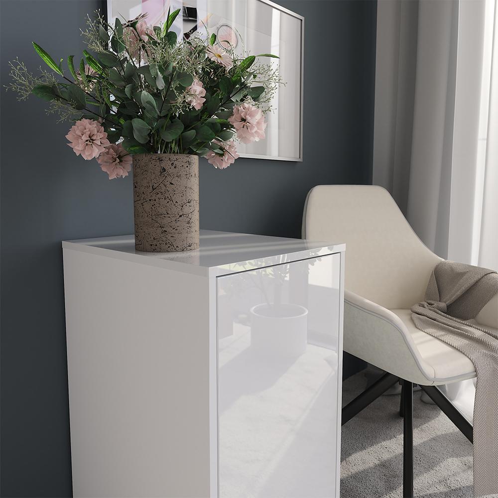 Vicco Kommode Sherry, 40.2 x 76.2 cm mit Containerdeckel, Weiß