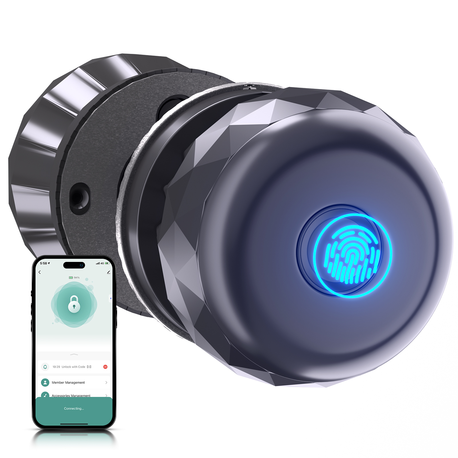 INSMA Fingerabdruck Türschloss Fingerabdruck Smart Lock mit APP-Steuerung, schlüssellosem