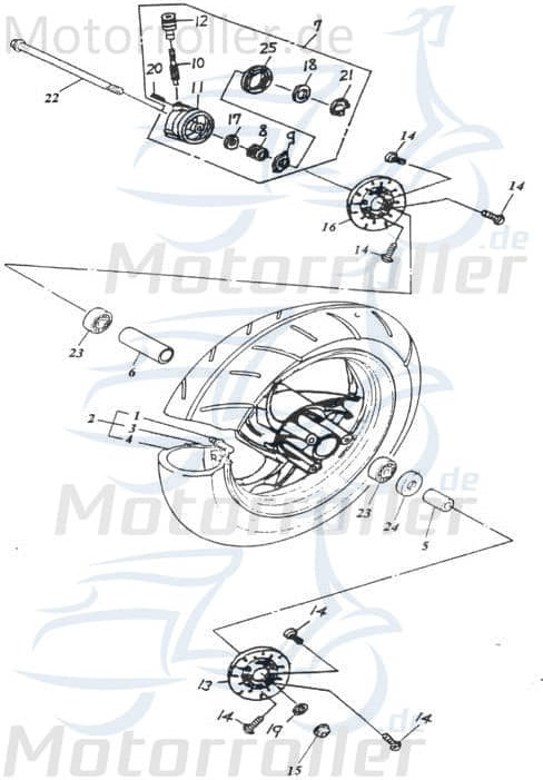 Adly Thunder Bike TB 100 Vorderrad 100ccm 2Takt 42701-125-000-OR Motorroller.de Vorderradfelge Vorderfelge Vorderrad-Felge vorne Vorder-Felge Scooter