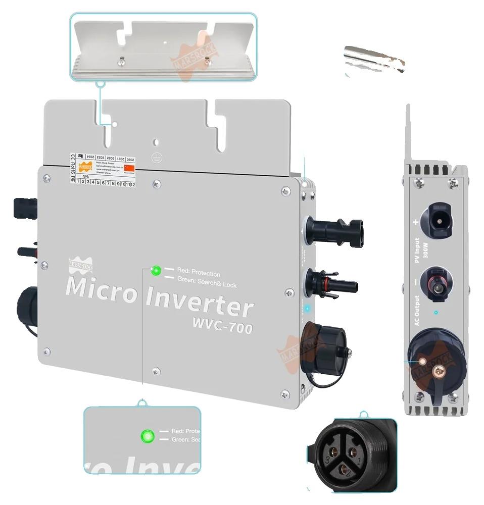 OEM Solar-Mikrowechselrichter, wasserdichtes Design, effiziente Energieumwandlung, 700W Wechselrichter, 230V, 22-50V 2442