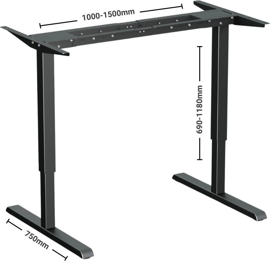 Höhenverstellbarer Schreibtisch - SteelForce 300 - Elektrisch - Ohne Arbeitsplatte - Silber