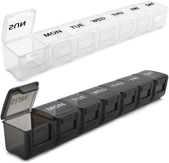 OEM Visolie supplementen set, 14-dagen medicinale supplementen, grote dagelijkse vitaminepillendoos, ochtend-/avond supplementen, wit en zwart 2026