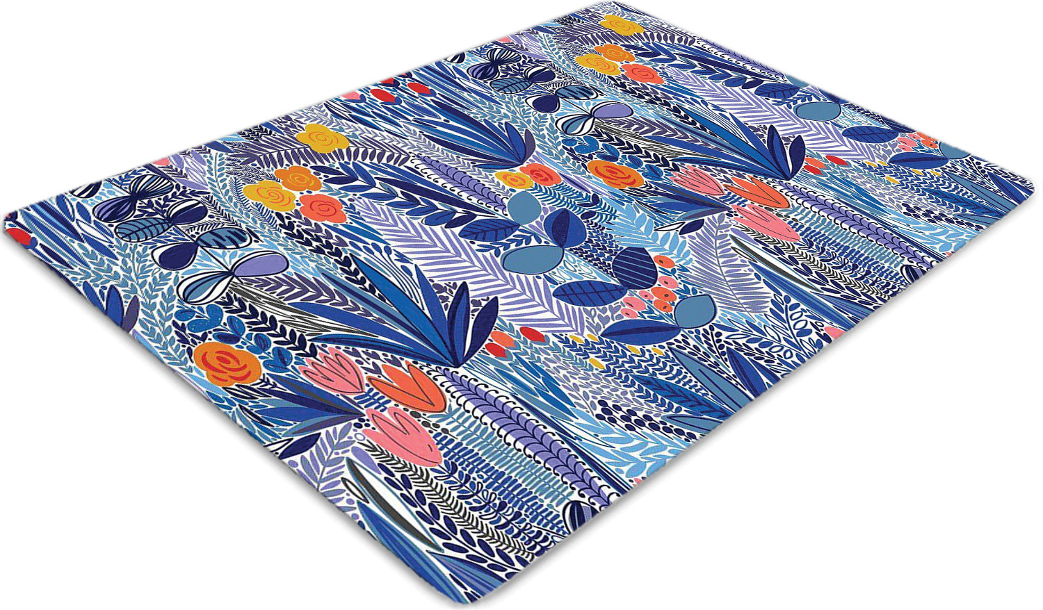Podlahová ochranná podložka - Ochranná podložka pod stoličku - Podlahová podložka - 100x70 cm - Divoké kvety