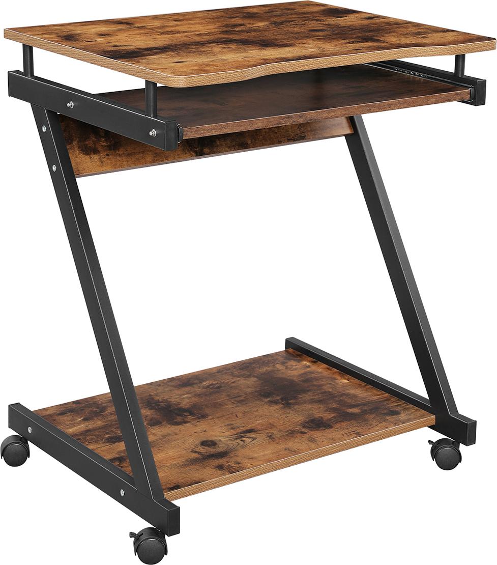 ecomax Computertisch mit Tastaturschublade, Vintage-Braun-Schwarz LCD811X01