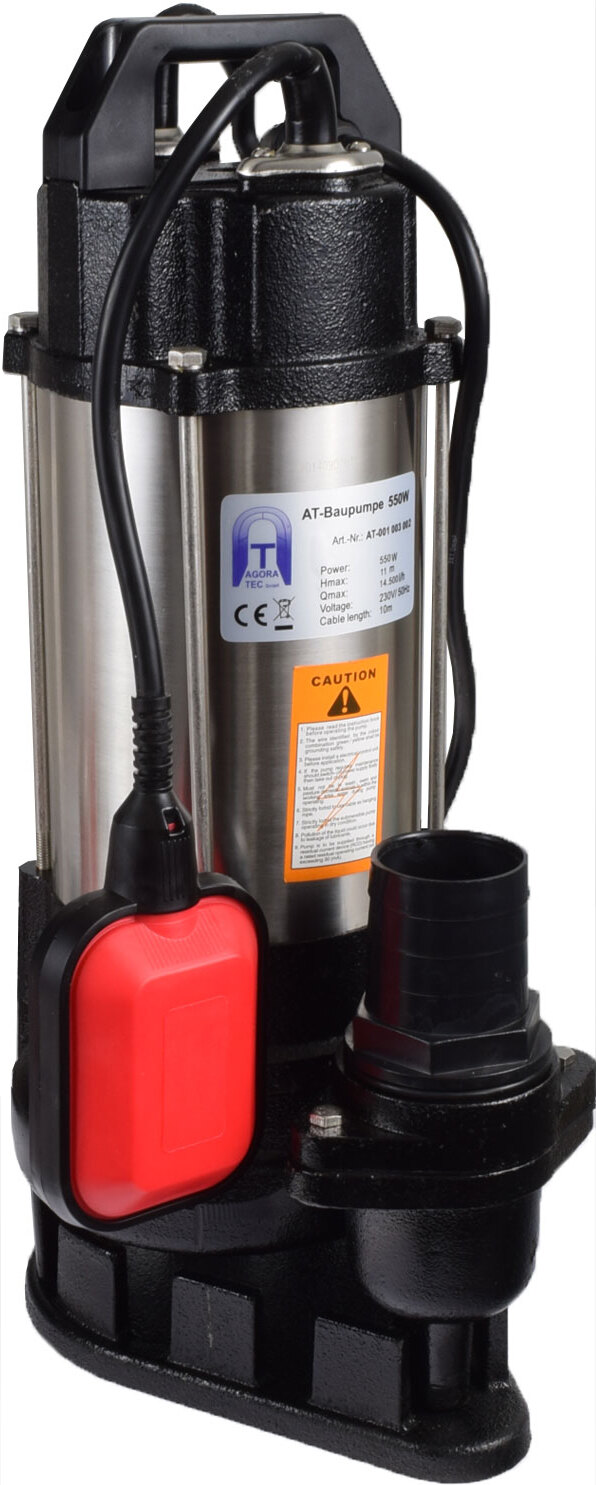 Agora-Tec® Bau-, Abwasser- und Schmutzwasserpumpe 550W 10m Kabel AT 001 003 002