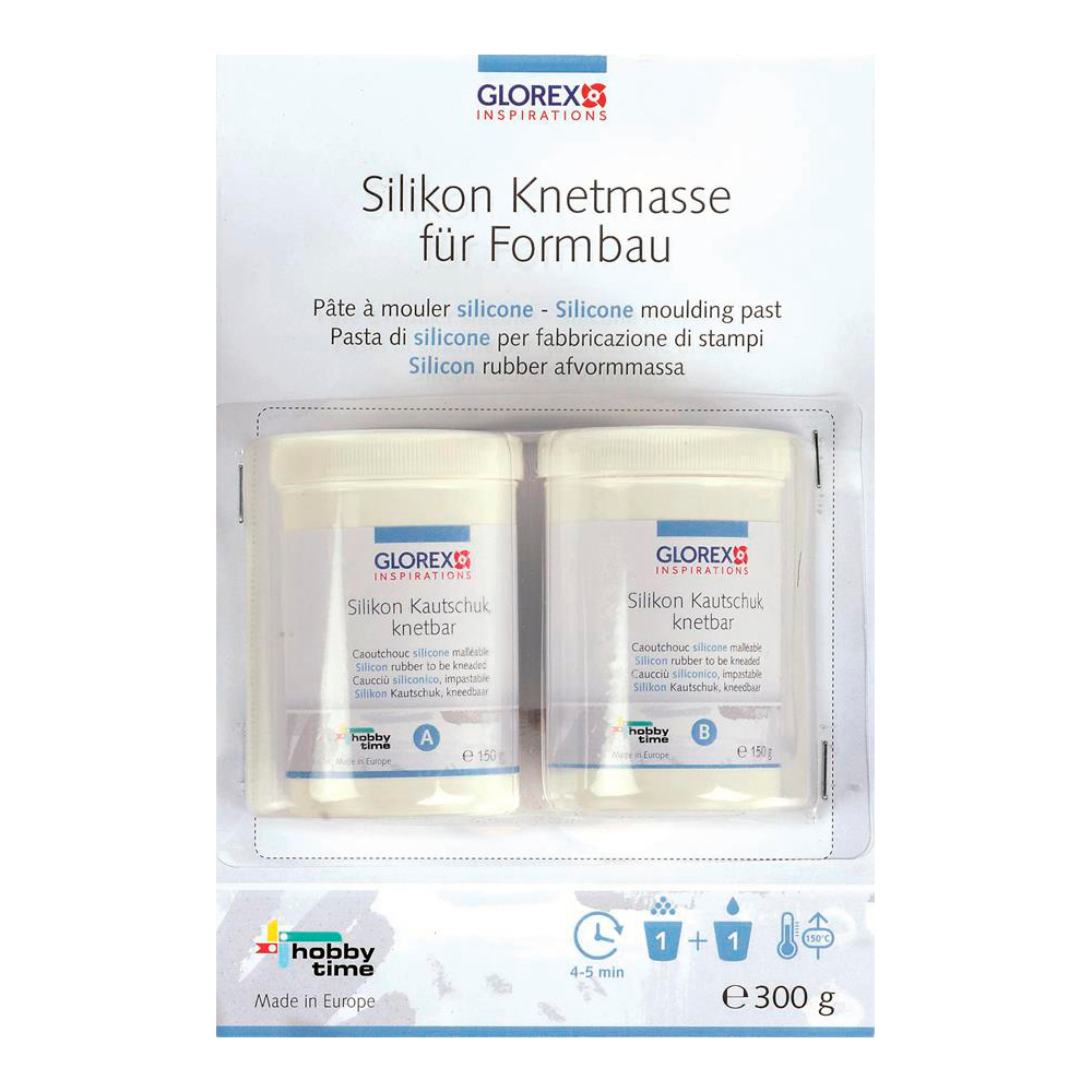 GLOREX Silikon Knetmasse Formbau 2 Komponenten 300g für Modellbau und Abformung