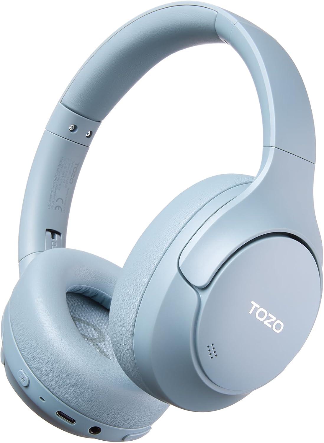 TOZO Over Ear, Noise Cancelling Kopfhörer mit Mikrofone,90 Std, Hi-Res Audio,Transparenzmodus, Dual Geräte Verbindung KI-Chat Kopfhörer Wasserdicht