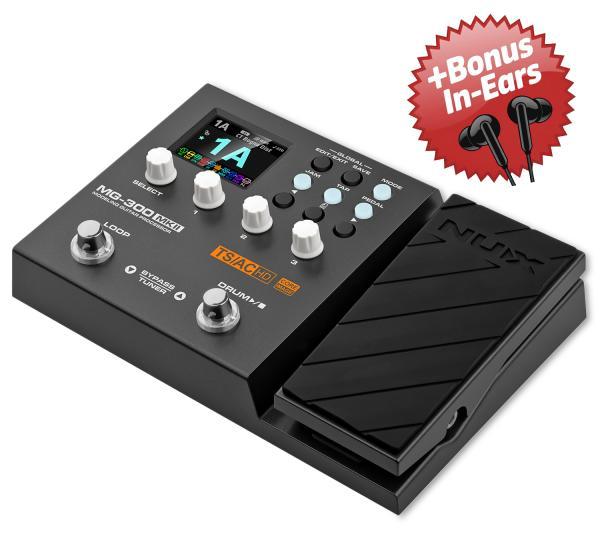 NUX Multi-Effektgerät MG-300 MKII für E-Gitarre + Bonus In-Ear Kopfhörer mg300mk2-af33-pr