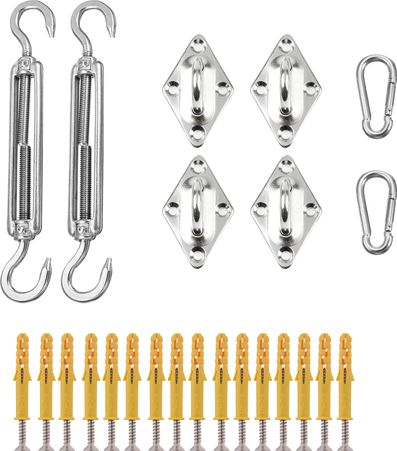 DECDEAL Sonnensegel-Hardware-Kit fue r rechteckige Sonnensegel Edelstahl-Hardware-Zubehoer fue r die Sonnensegel-Installation