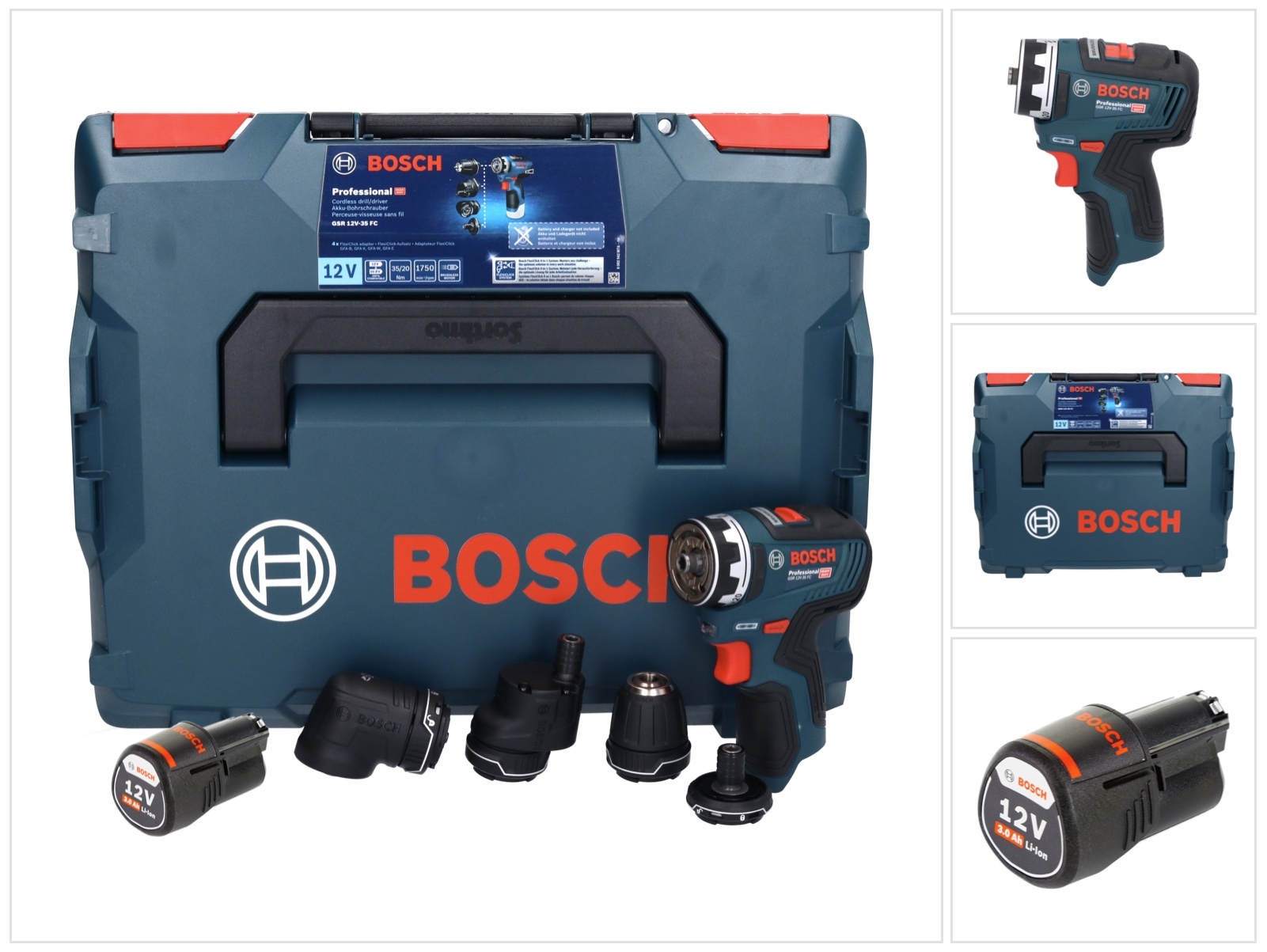 Bosch GSR 12V-35 FC Profesionálny akumulátorový vŕtací skrutkovač 12 V 35 Nm bez kefiek + 1x akumulátor 3,0 Ah + L-Boxx - bez nabíjačky