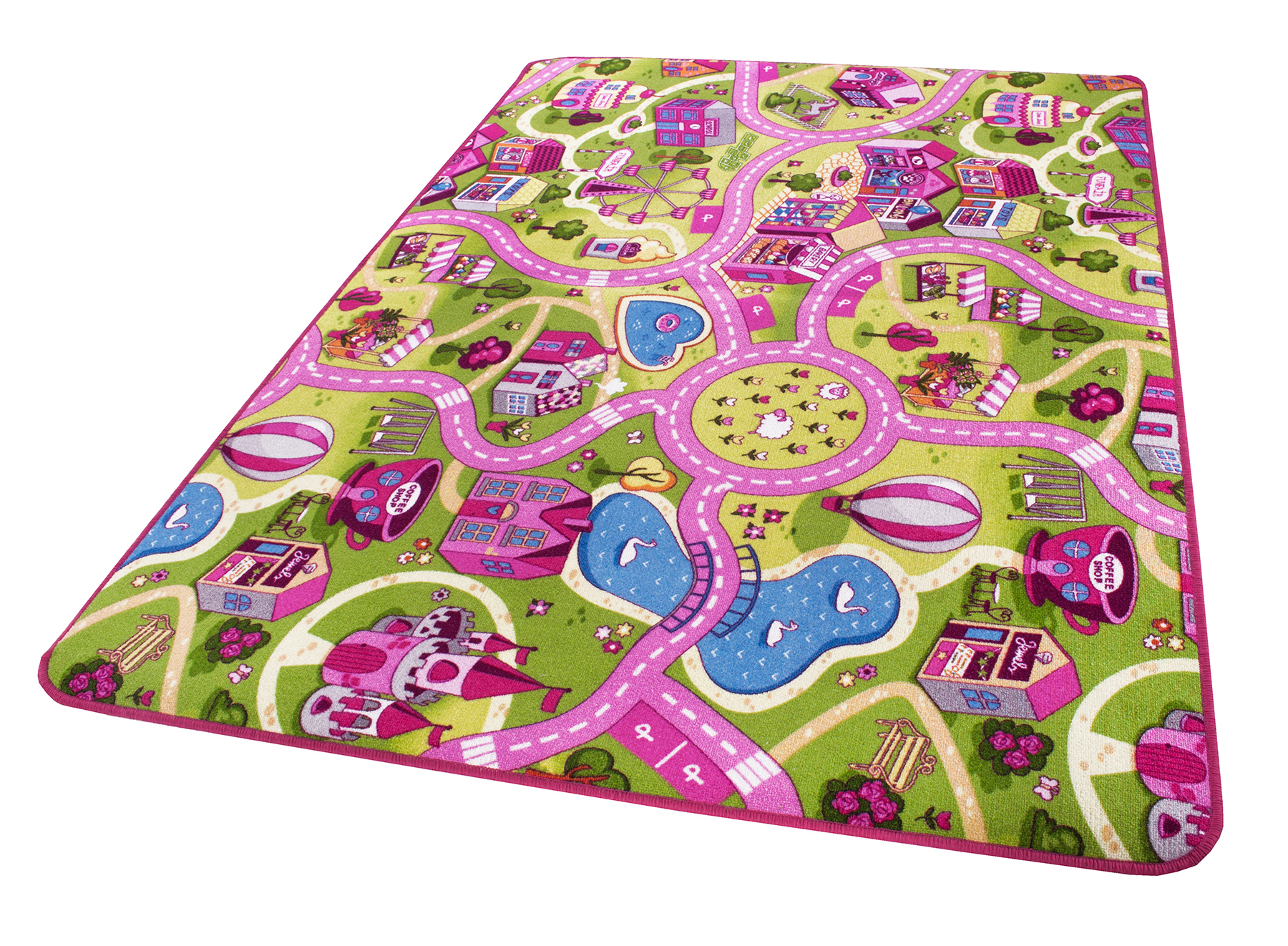 Straßenteppich Spielteppich Mädchen Teppich 400x410 cm pink rosa 
