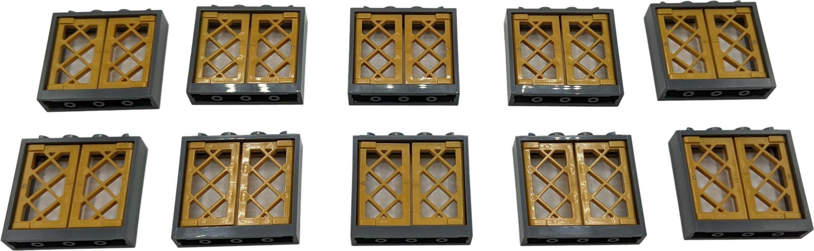 LEGO® 1x4x3 Okno Zlatý sivý rám pre dom, stavebnica NEW! Množstvo 10x
