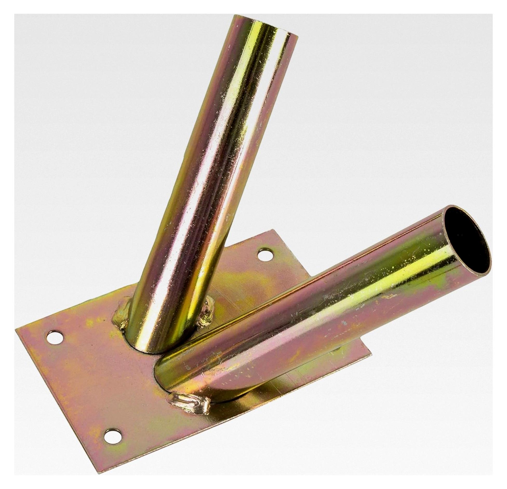 Markenlos Flaggenhalter für Flaggenmaststielgriff Wandhalterung feuerverzinkt Gold (Doppelt)