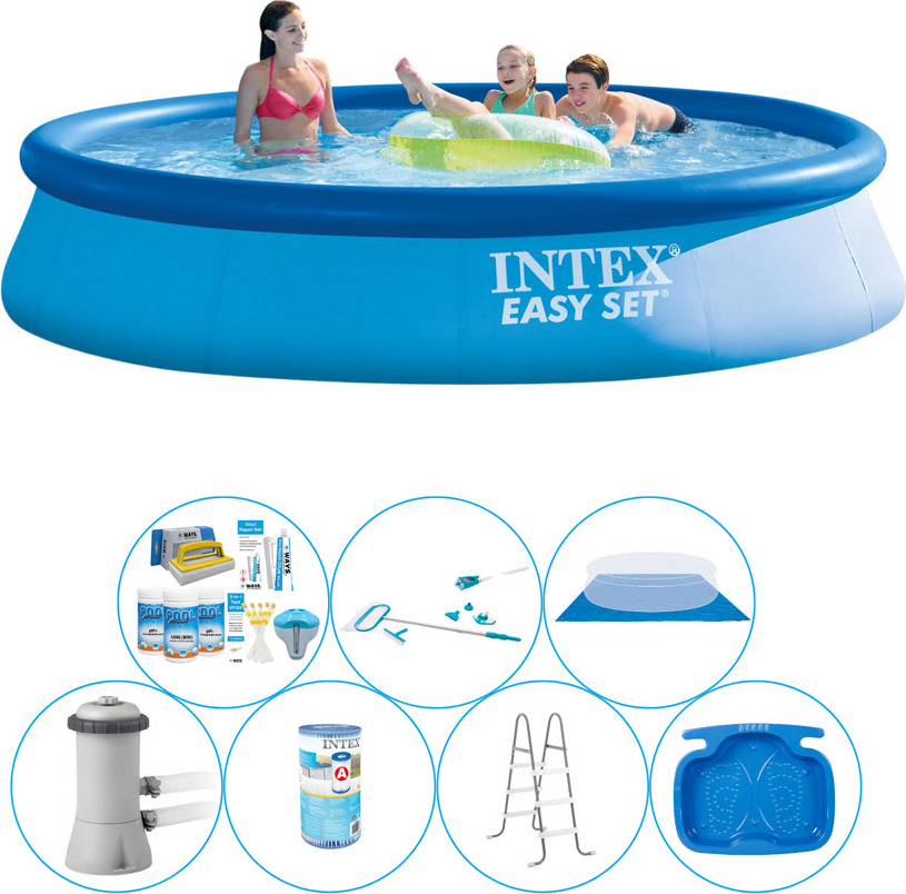 Komfortný balík pre bazén - 8 kusov - Intex Easy Set Round 396x84 cm