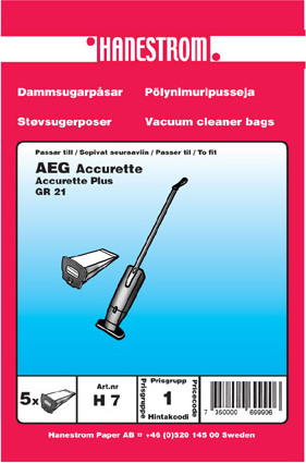 Haneström Dammzuckerpåsar AEG ACCURETTE 339333