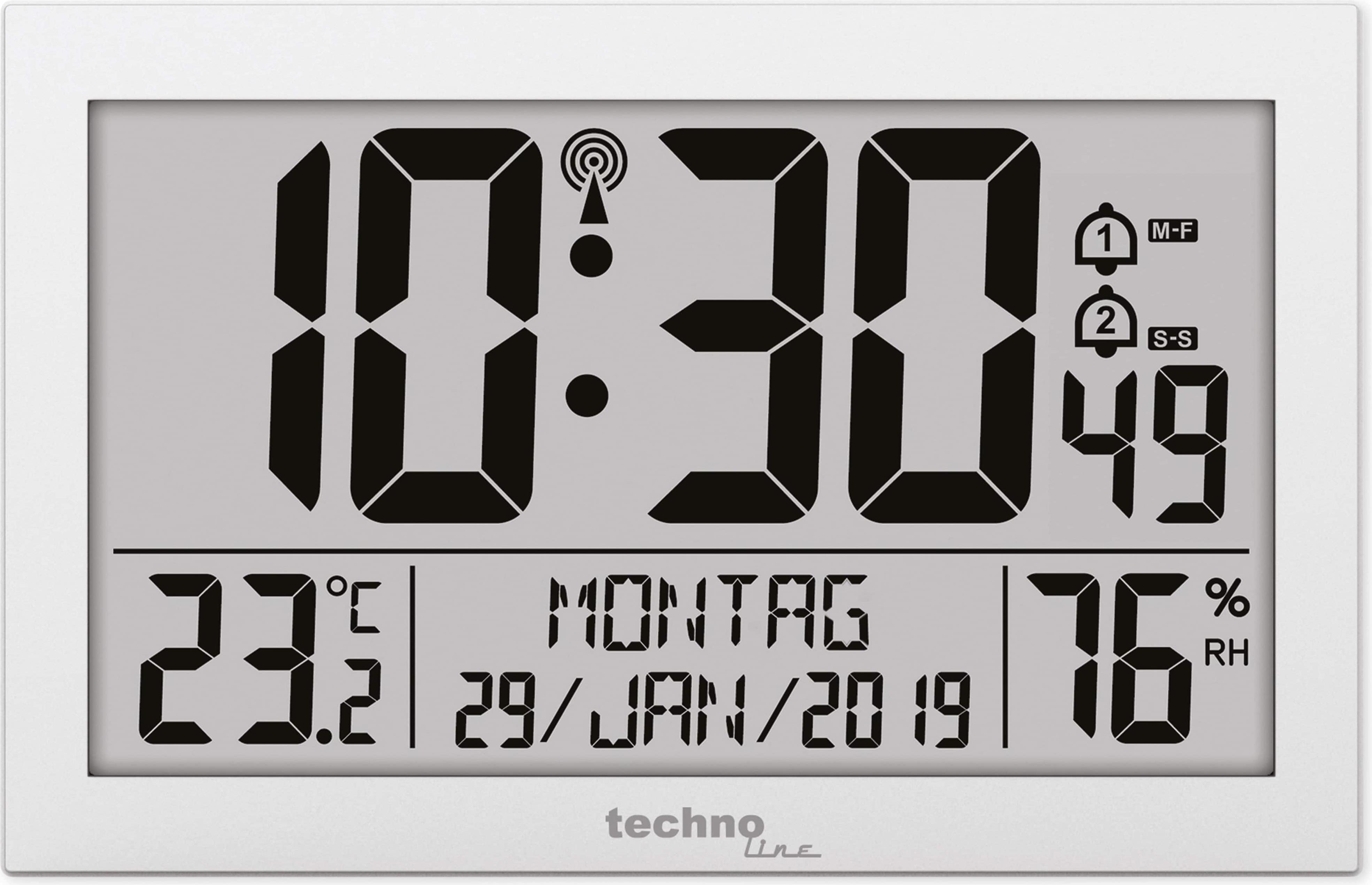 Mebus Analoge Quarz Wanduhr Mit Thermometer Und Hygrometer In Grau/Weiß