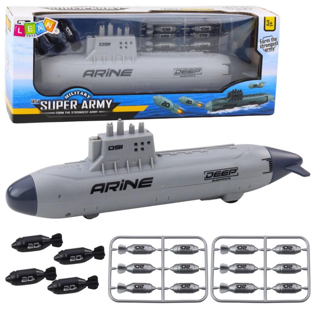 Leantoys Lean Schiff U-Boot Schießen Torpedo Antrieb Grau 28Cm