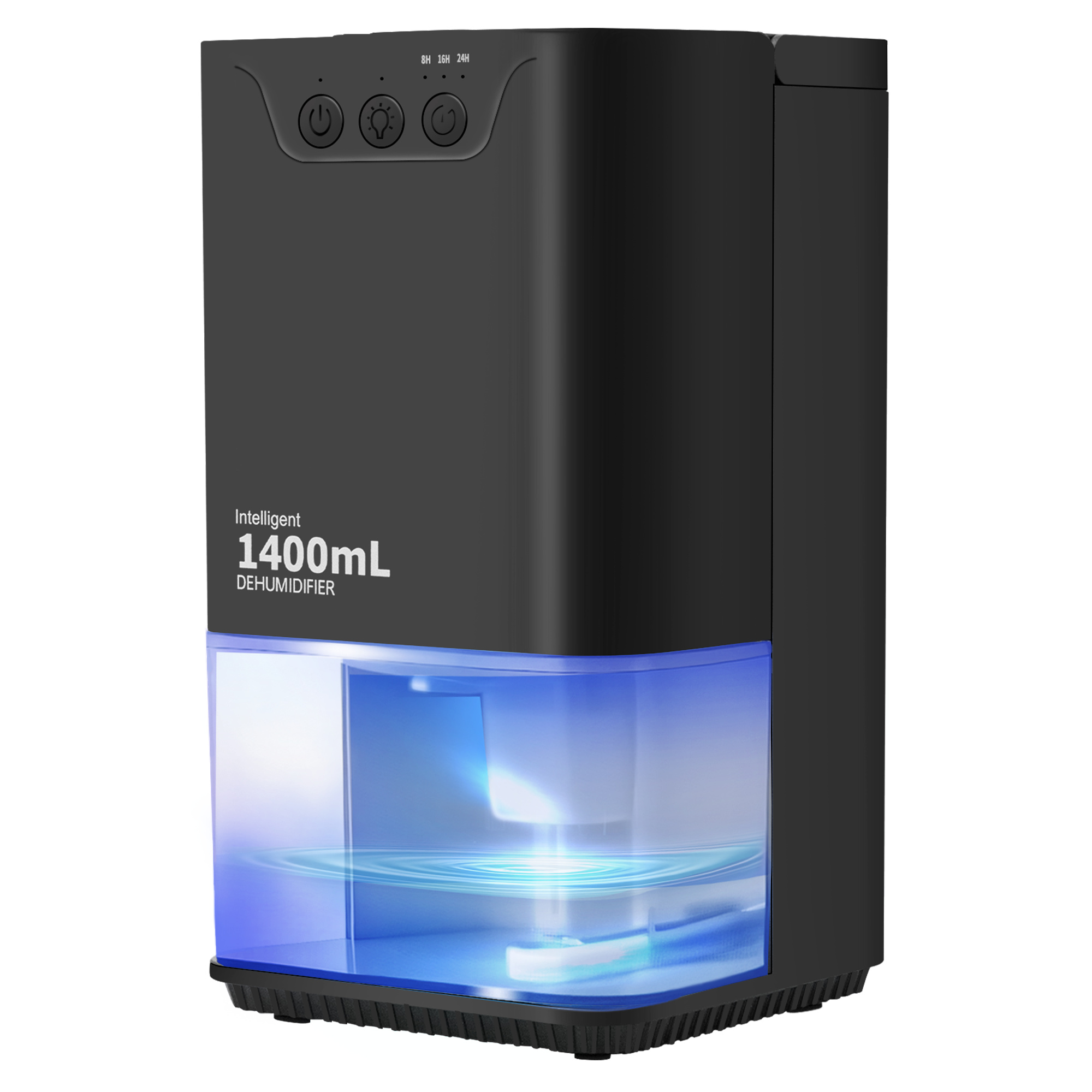 ZMH entfeuchter elektrisch Luftentfeuchter 1400 ml Raumentfeuchter Leiser lufttrockner mit Timer und Stimmungsbeleuchtung Schwarz DH14ABKC08