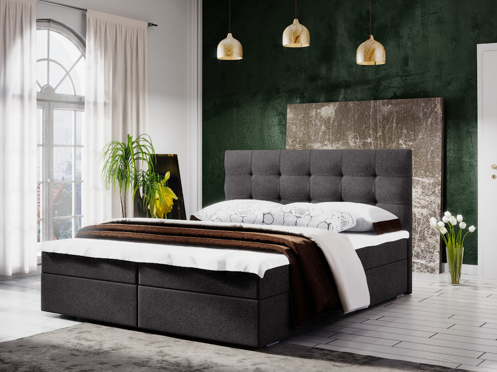 Manželská posteľ s úložným priestorom STIG COMFORT 5 - 140x200, šedá