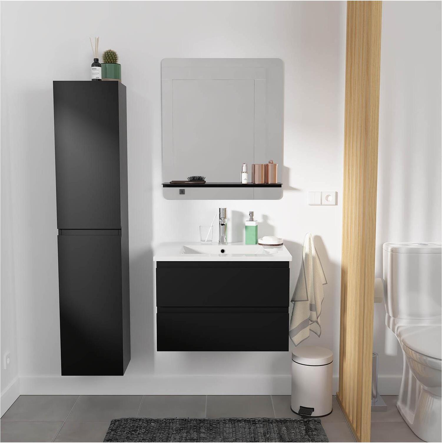 Einzelwaschtisch-Set 60 cm + Wasserhahn + Spiegel + SORRENTO-Säule