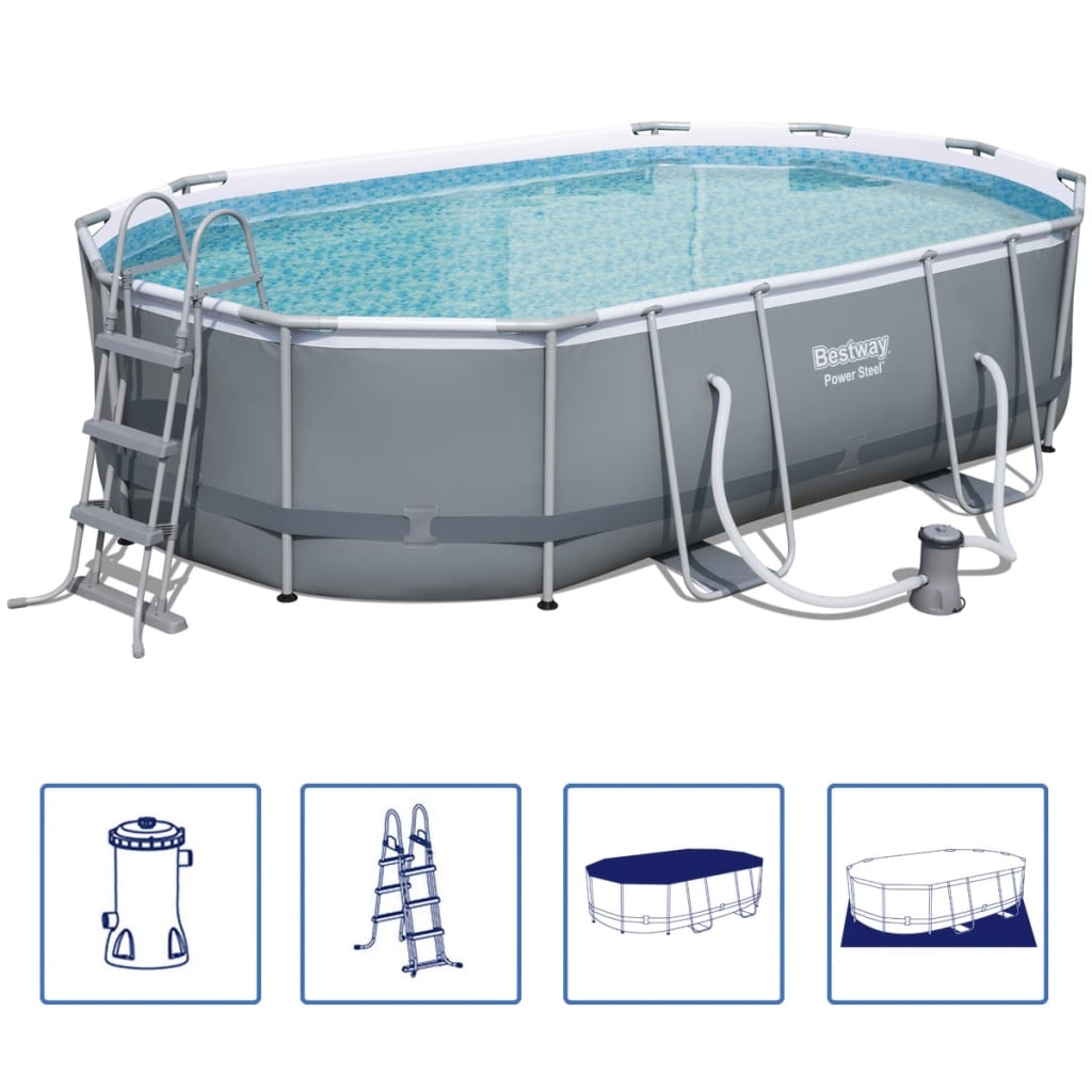 Bestway Power Steel bazénová súprava rúrková oceľová konštrukcia 488x305x107cm 56448