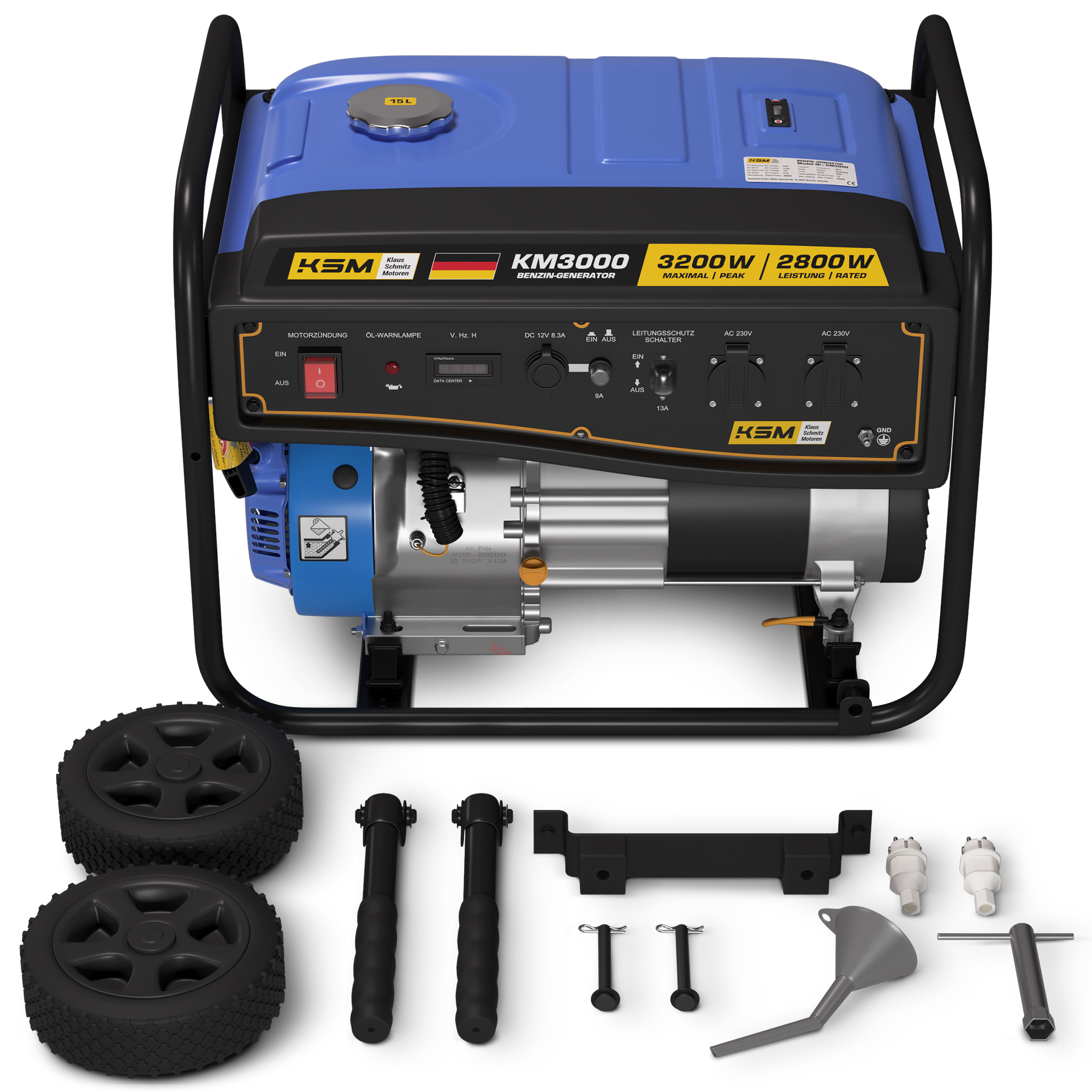 Klaus Schmitz Motoren 4Takt 3000 Watt Benzin Stromgenerator 7 PS Generator KM3000 Stromerzeuger