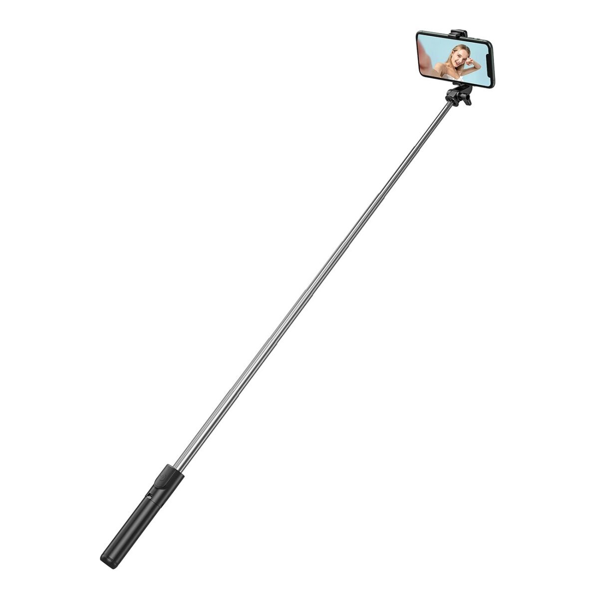1 m selfie tyč čierna - teleskopický držiak telefónu na statív s diaľkovým ovládaním Bluetooth