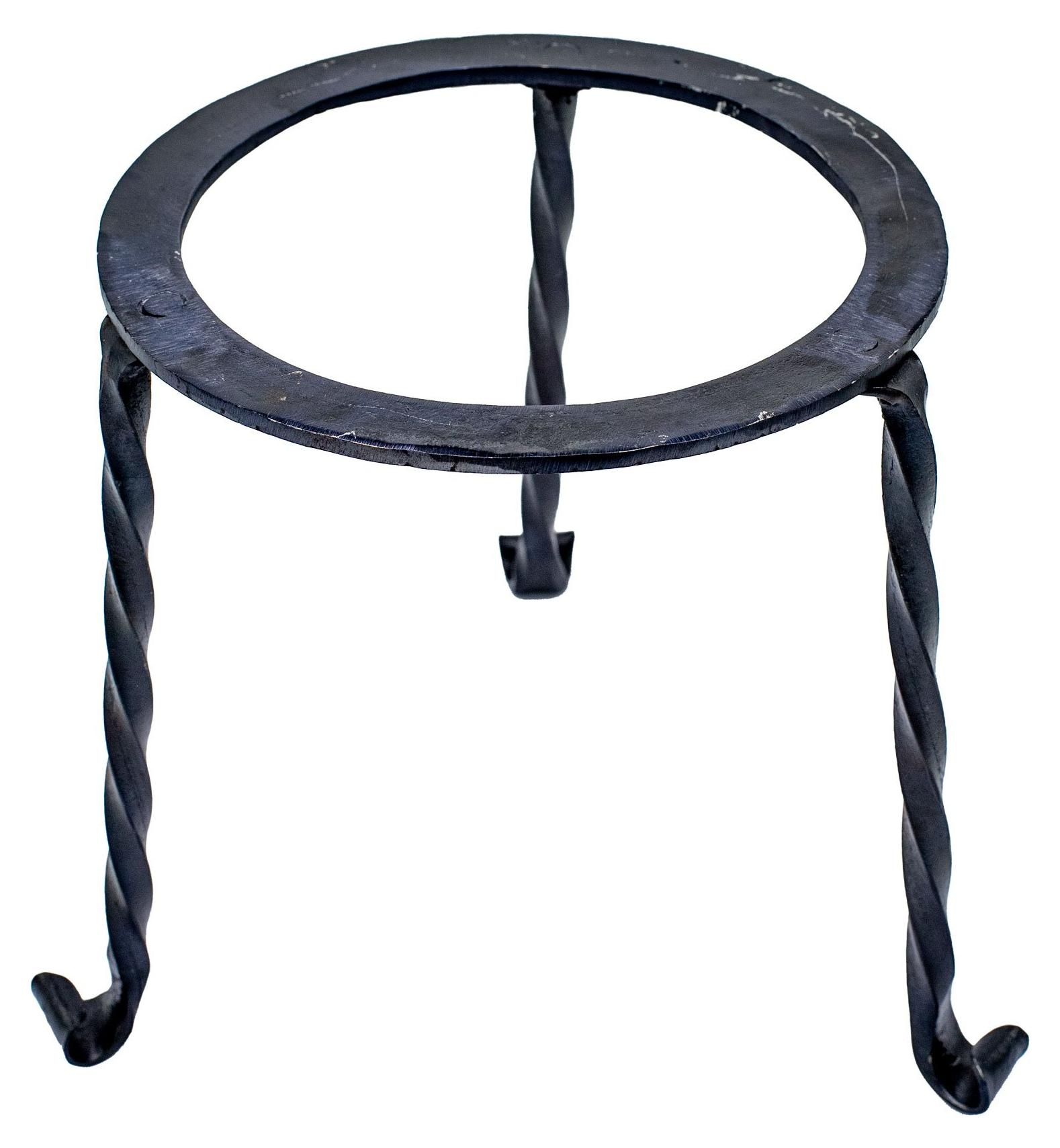 Vehi Mercatus Handgeschmiedeter Pfannenknecht rund Dreibein für Feuerstelle, Ø ca. 20 cm, Höhe ca. 20 cm 070 050 030