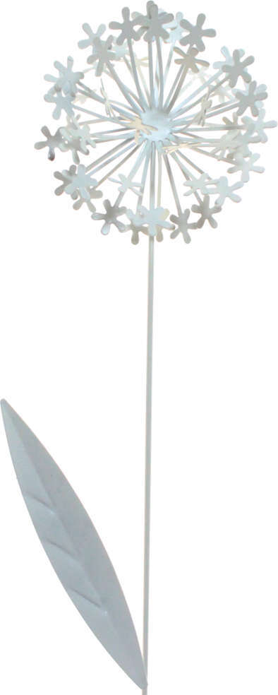 Floral-Direkt Stecker Pusteblume 3D Metall L 47cm Gartenstecker Blumenstecker Beetstecker, Farbe:weiß v5785