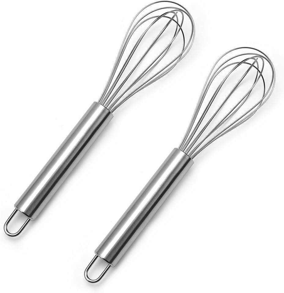 RPSTrading 2-teiliger Schneebesen aus Edelstahl, Schneebesen-Set aus Edelstahl für die Küche, manueller Handmixer mit Kurbel zum Aufschlagen von Eiern, Eieraufschäumer, perfekt zum Kochen, Mixen, Aufschlagen, Schlagen, Rühren (6 Zoll) FZ-B0D1K8FRHY