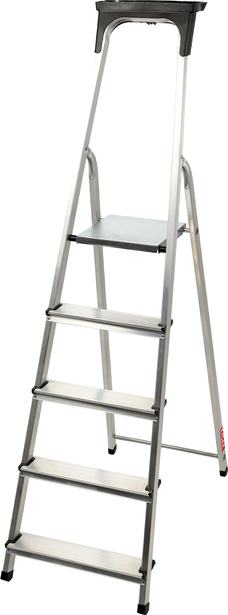 KADAX Alu-Leiter, Stehleiter "Vulvik" bis 125 kg, Treppenleiter, Alu-Sicherheitsleiter, 5 Stufen K4433