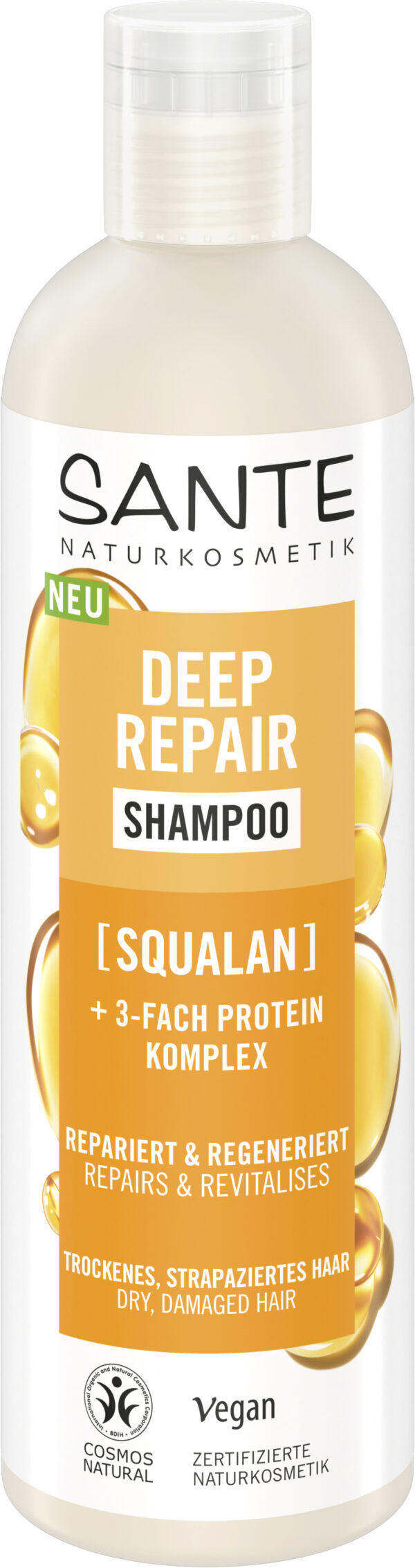 REGENERAČNÝ ŠAMPÓN PRE SUCHÉ A POŠKODENÉ VLASY SQUALAN A EKO PROTEINOVÝ KOMPLEX 250 ml - SANTE