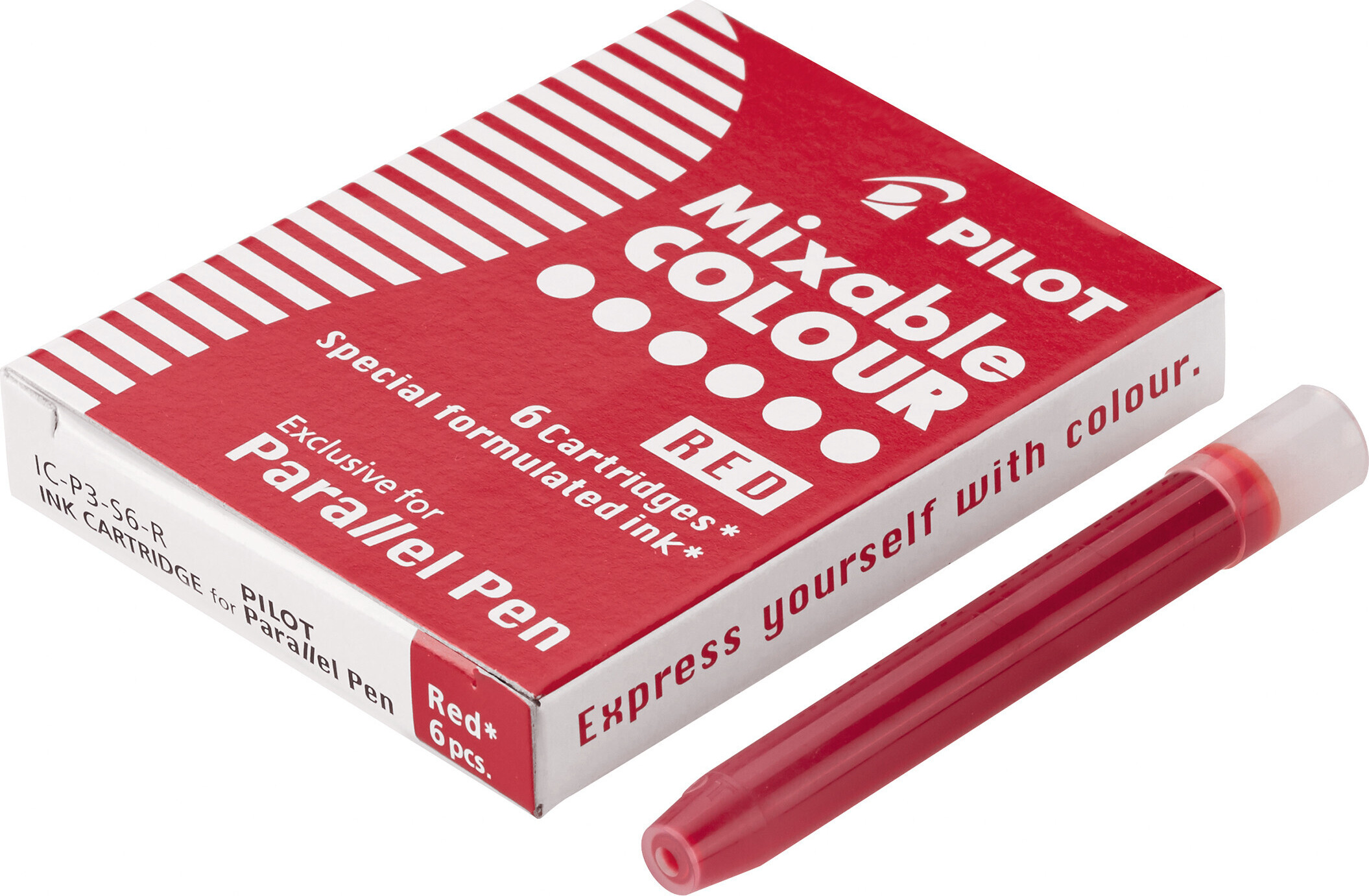 PILOT Parallel Pen Tintenpatronen 6er Set – für Kalligraphie, Farbe Rot