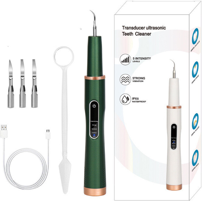 INF Ultrazvukový odstraňovač zubného kameňa a 4 čistiace hlavice zelená