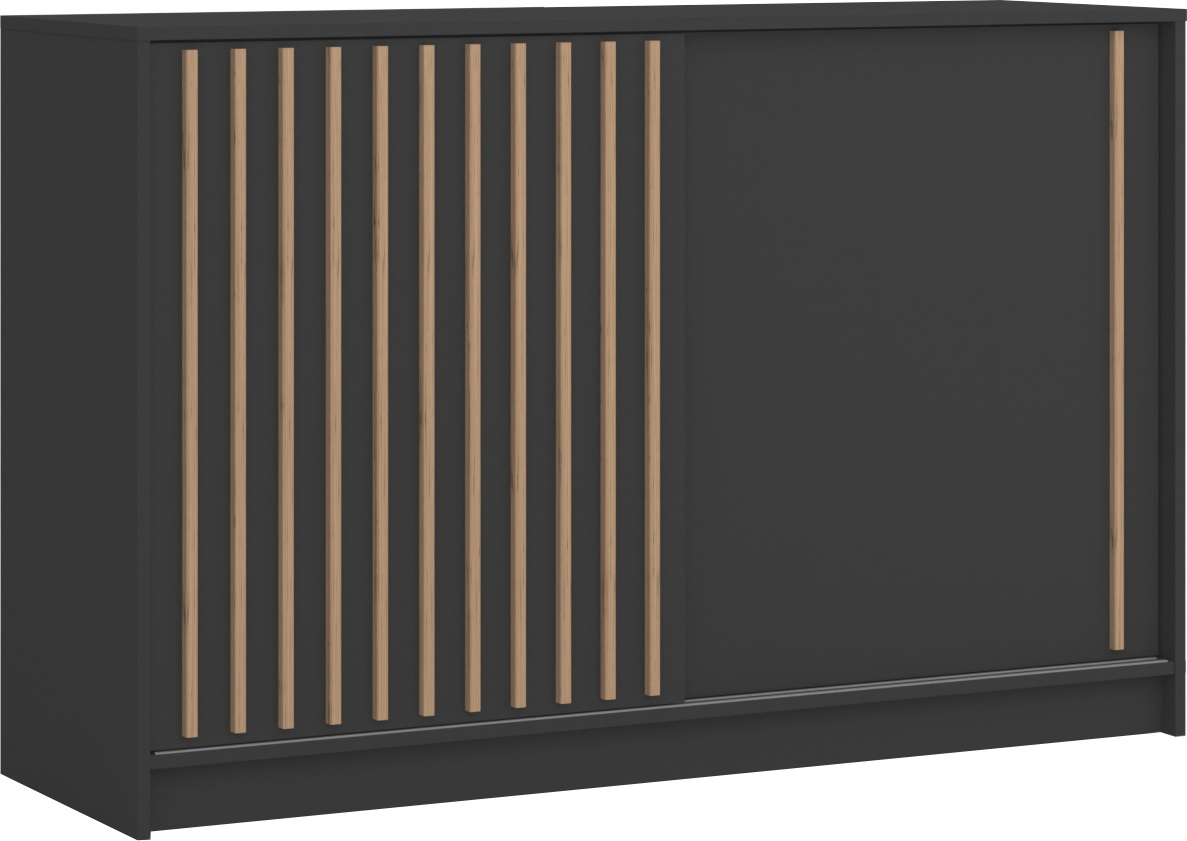 VENETI Breite Kommode mit Türen KAREN - schwarz 049-10-00019