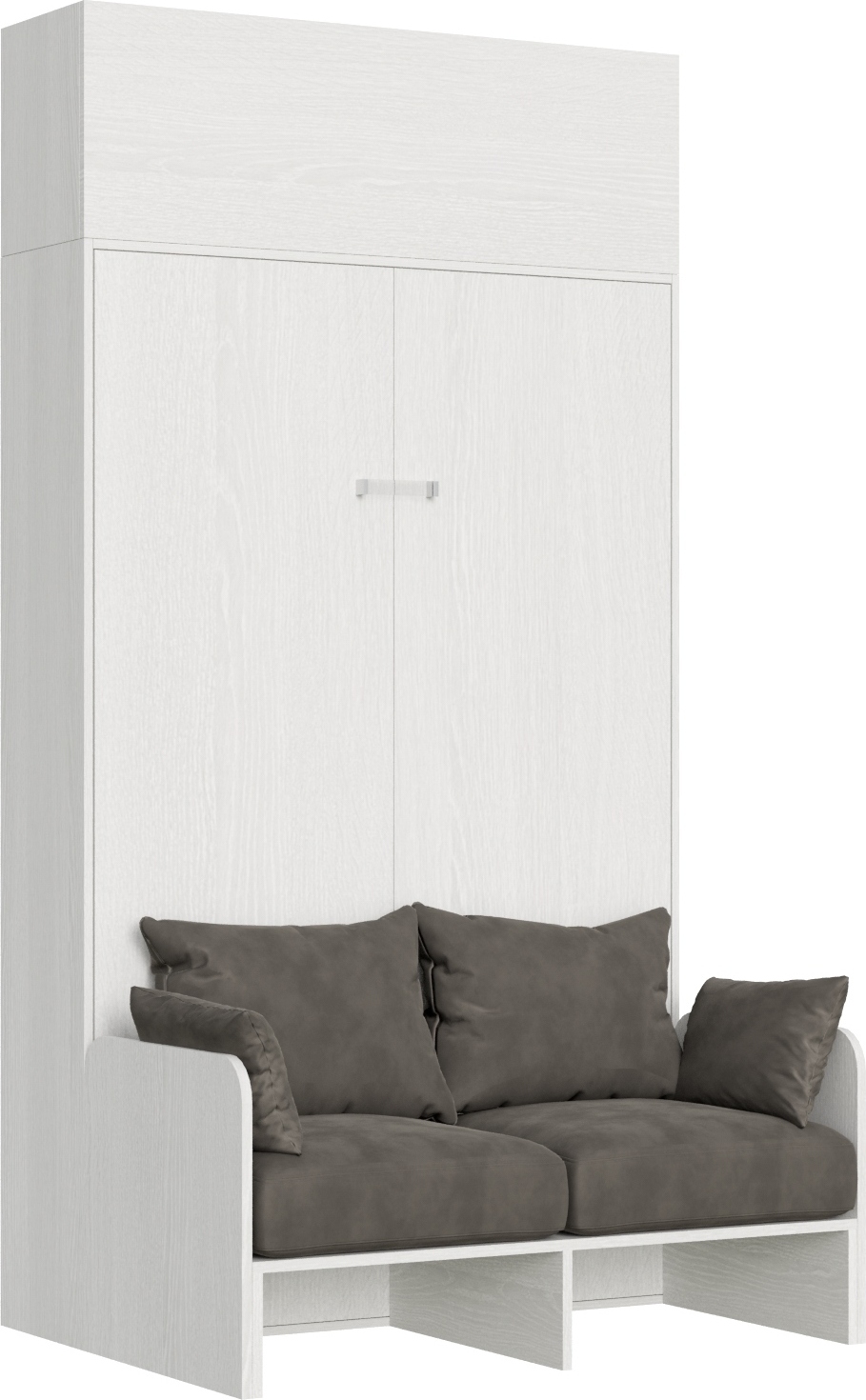 Itamoby Bett 140 Sofà Kentaro Esche weiß mit aufklappbarer Schrankwand Klappbett Kentaro Sofà 140