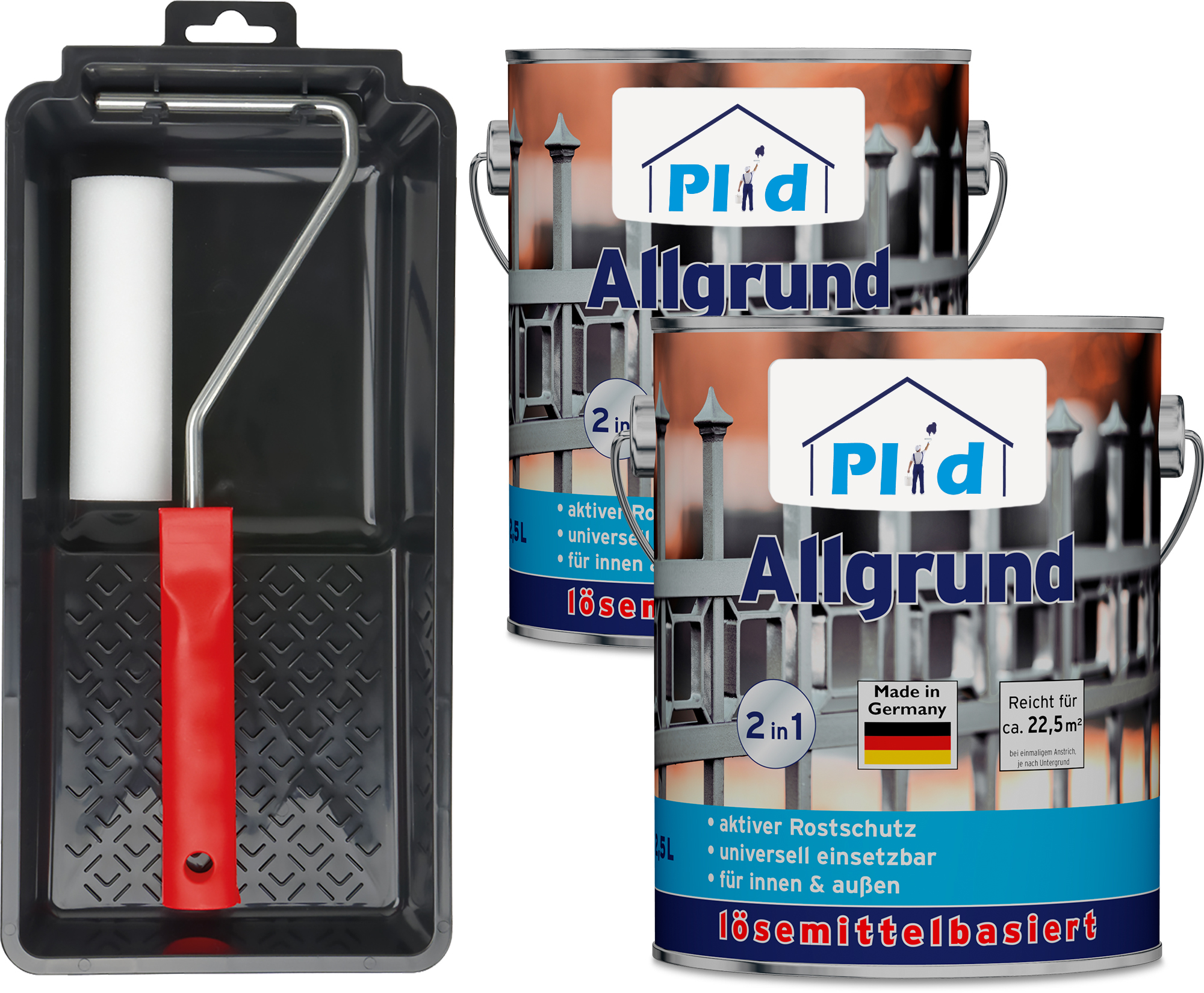 plid Premium Allgrund Rostgrundierung Grundierung Set 5l - Anstreichset