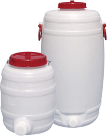 GLOGNER Rundfass HDPE - 125 l - Höhe 843 mm - weiß - Tragegriffe - Verschlusskappe