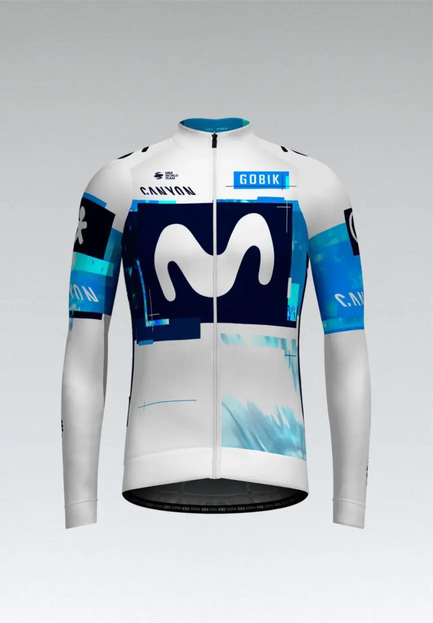 GOBIK Langarm Fahrradtrikot für den Winter - HYBER MOVISTAR TEAM 2025 - Weiß/Blau/Hellblau 2XL 1001080-038_2XL