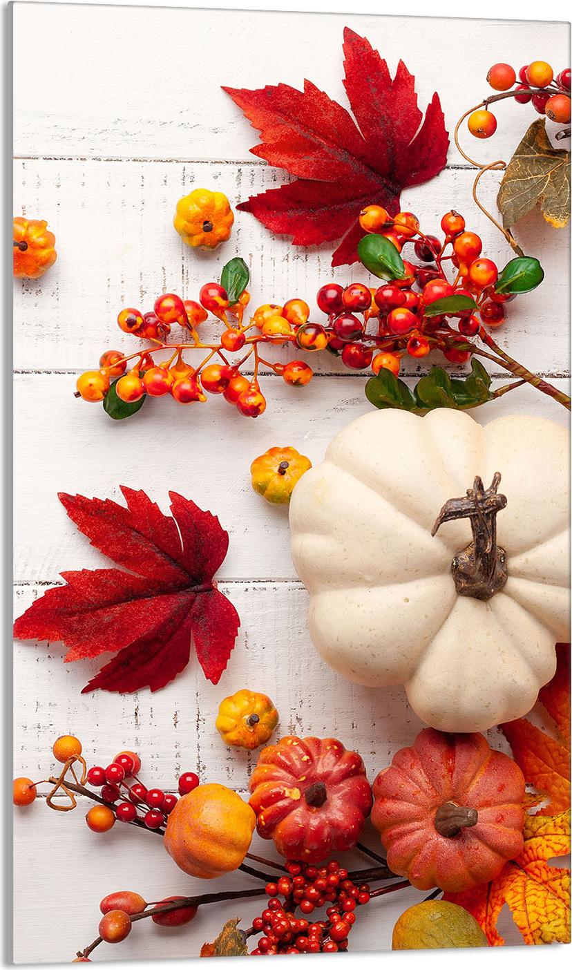 TMK ArtDeko Glasschneidebrett 30x52 Kürbis Herbst Holz