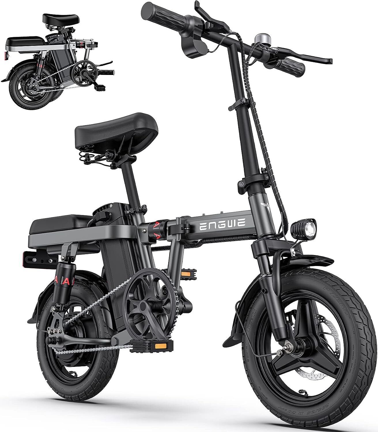 E-bike skladacie bicykle elektrický bicykel, 14 "pneumatiky e-bike skladací bicykel, 48V / 10Ah batérie dojazd až 50 km, skladací mestský e-bike pre dospelých, muži dámy