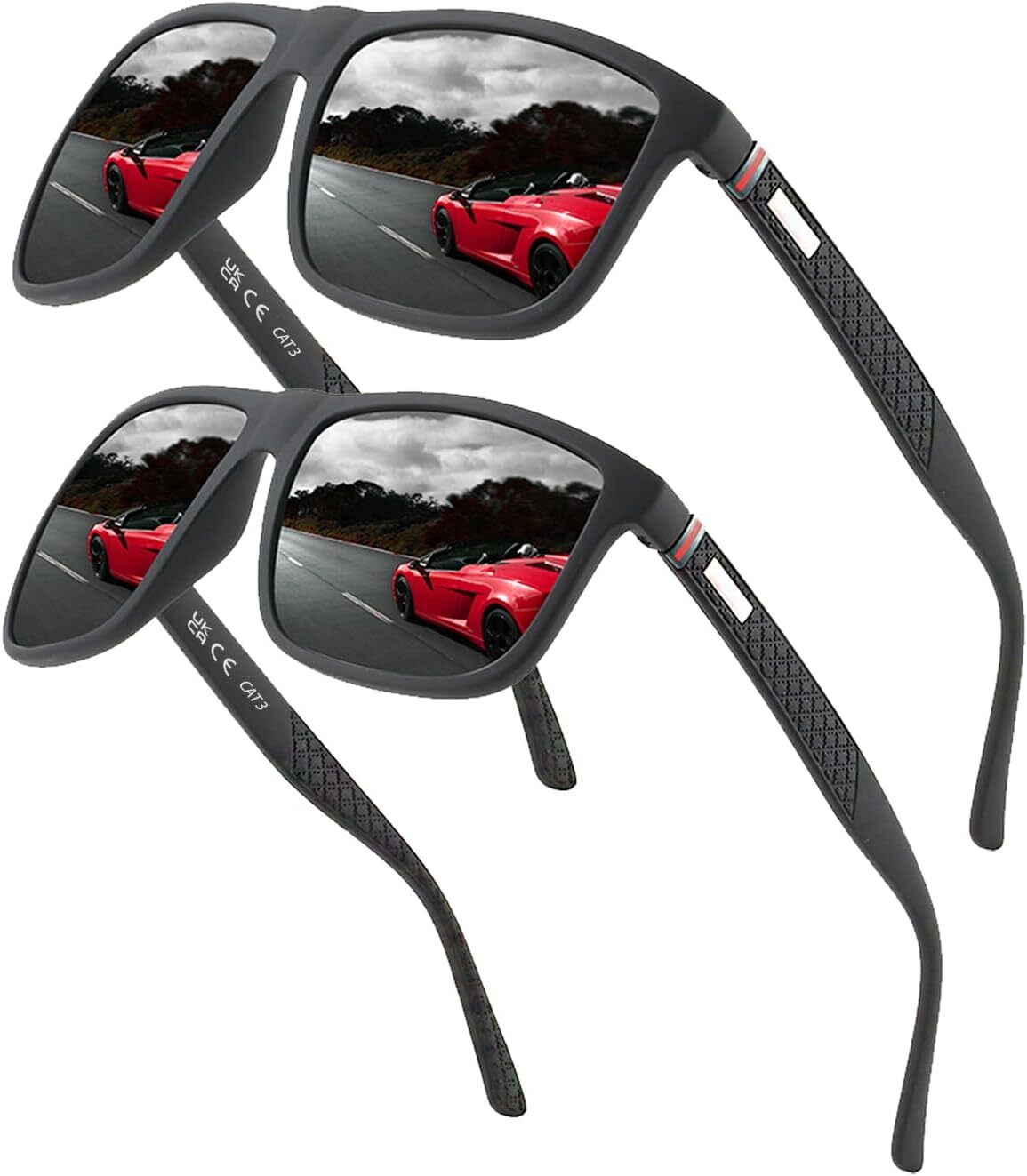 STILVORA Sonnenbrille polarisiert, polarisierte Sonnenbrille schwarz-grau, UV400 Sonnenbrille, Uni Sonnenbrille polarisiert, Sonnenbrille Outdoor Reisen