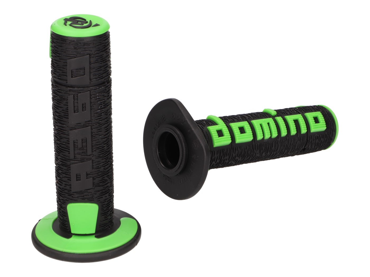 Griffgummis DOMINO Off-Road Griffe Satz A360 schwarz / grün 22+24mm Mofa Roller 37523