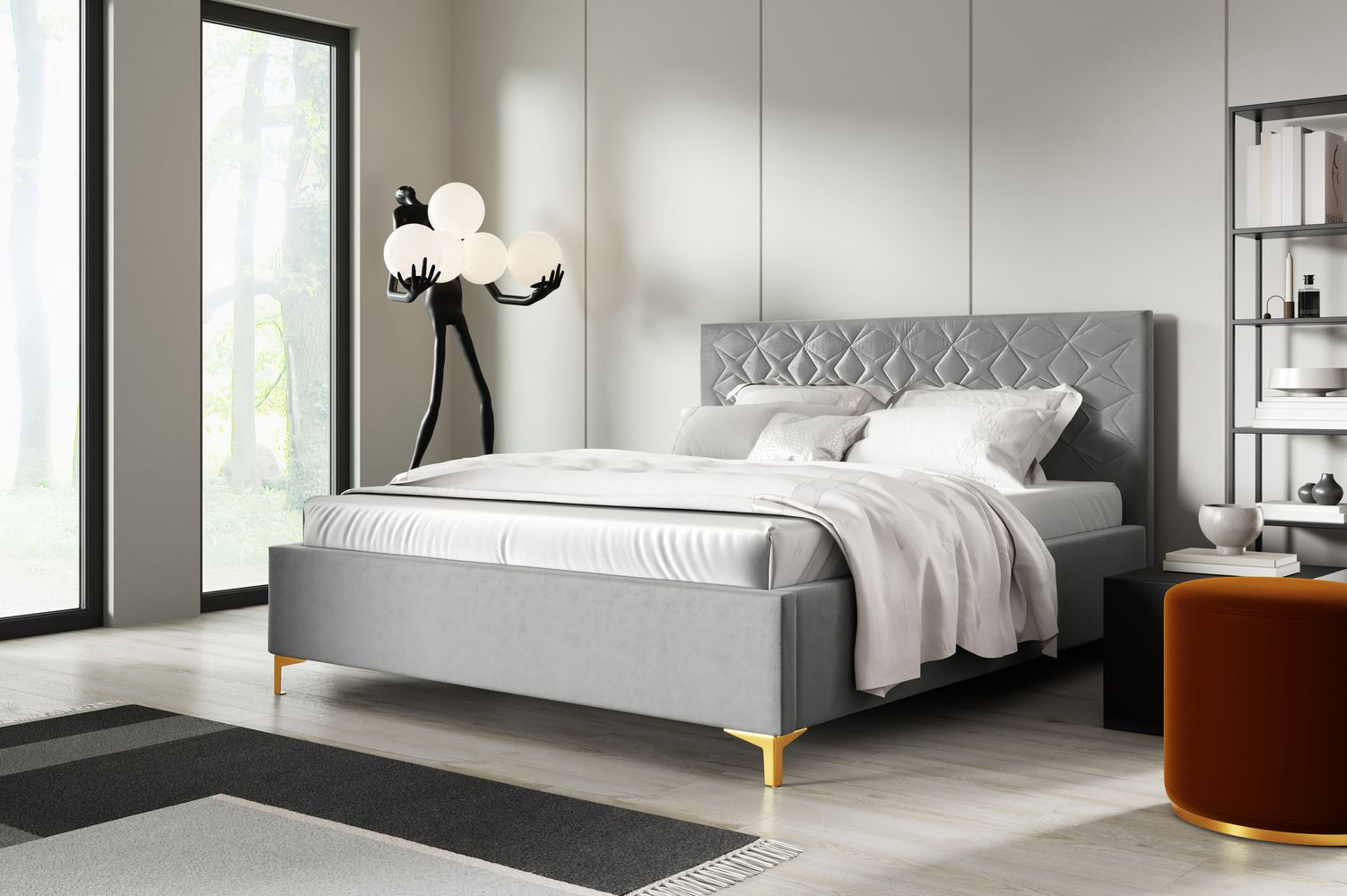 Čalúnená posteľ 160x200 ODETA 2 - svetlo šedá